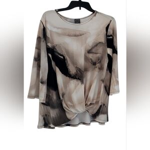 Clara Sun Woo 3/4 Blouse Women's Blouse in Beige and Black